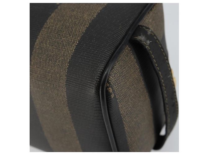 FENDI Pochette en toile Pecan PVC Noir Marron or - vue 15
