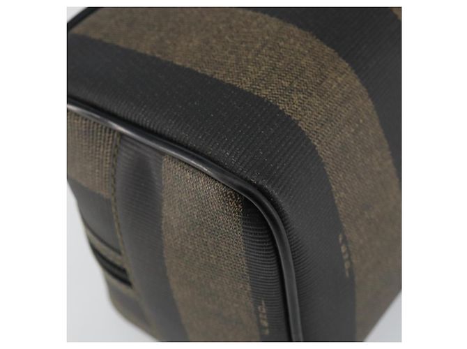 FENDI Pochette en toile Pecan PVC Noir Marron or - vue 16
