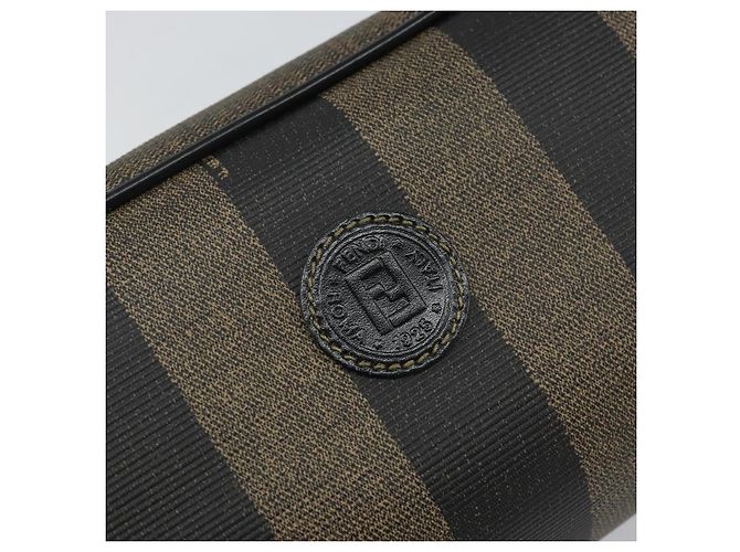 FENDI Pochette en toile Pecan PVC Noir Marron or - vue 17