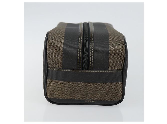 FENDI Pochette en toile Pecan PVC Noir Marron or - vue 3