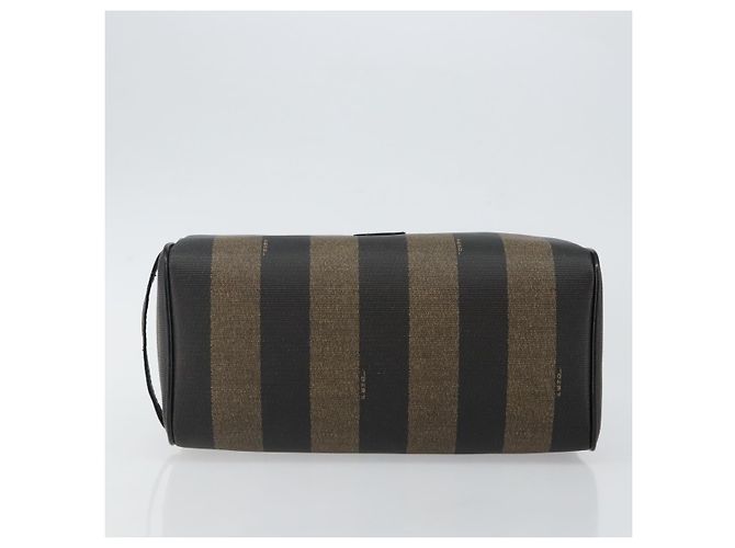 FENDI Pochette en toile Pecan PVC Noir Marron or - vue 5