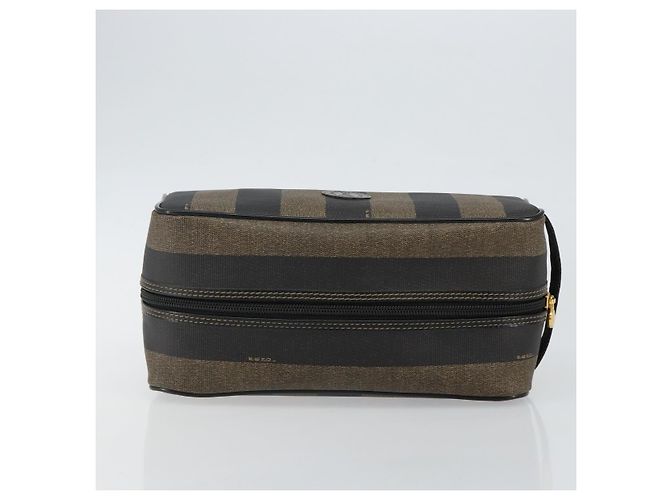 FENDI Pochette en toile Pecan PVC Noir Marron or - vue 6
