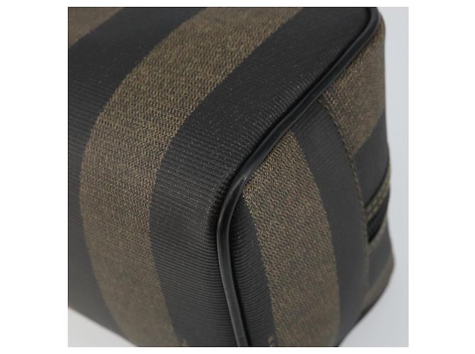 FENDI Pochette en toile Pecan PVC Noir Marron or - vue 9