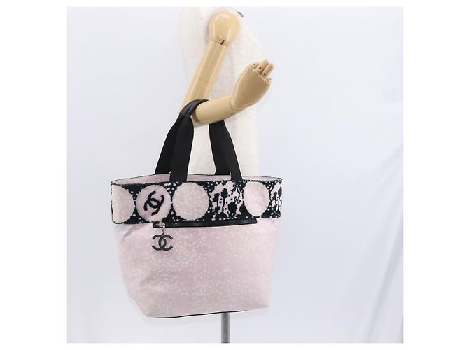 CHANEL Tote Bag Canvas Pink Silver CC - vista 24