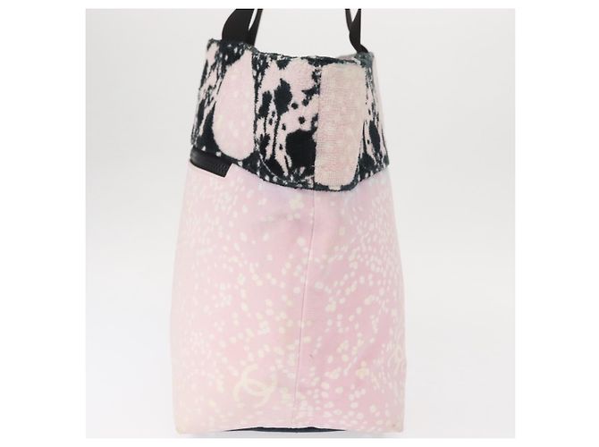 CHANEL Tote Bag Canvas Pink Silver CC - vista 3