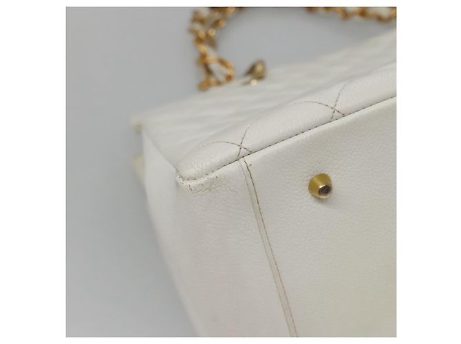 CHANEL COCO Mark Chain Hand Bag Caviar Skin White Gold CC - vista 16