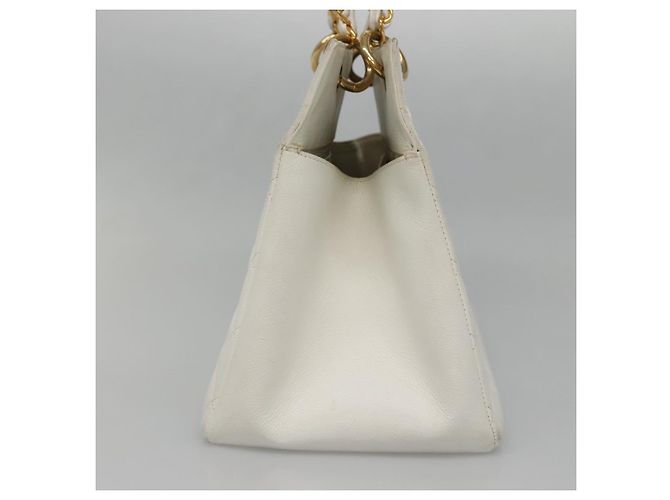 CHANEL COCO Mark Chain Hand Bag Caviar Skin White Gold CC - vista 3