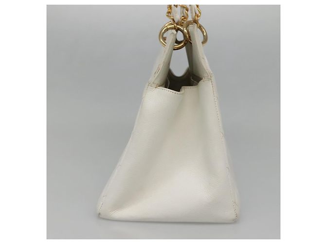CHANEL COCO Mark Chain Hand Bag Caviar Skin White Gold CC - vista 4