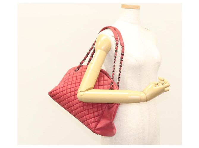 CHANEL Matelasse Chain Shoulder Bag Lamb Skin Pink Silver CC - vista 29