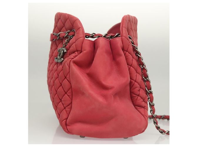 CHANEL Matelasse Chain Shoulder Bag Lamb Skin Pink Silver CC - vista 4