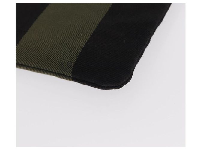 Autre Marque SAINT LAURENT Clutch Bag Canvas Leather Black Khaki Silver - vista 16