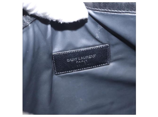 Autre Marque SAINT LAURENT Clutch Bag Canvas Leather Black Khaki Silver - vista 17