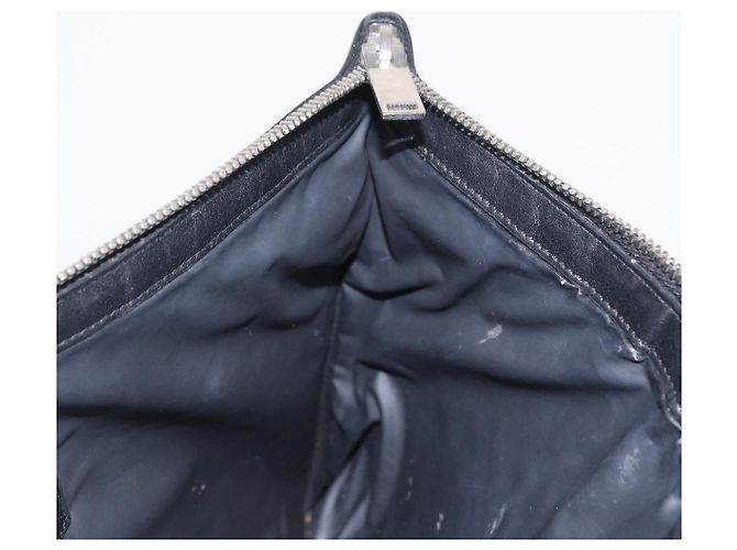 Autre Marque SAINT LAURENT Clutch Bag Canvas Leather Black Khaki Silver - vista 18
