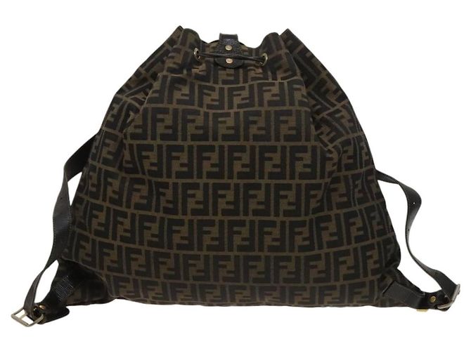 FENDI Zucca Canvas Rucksack Braun Schwarz gold - Ansicht 2