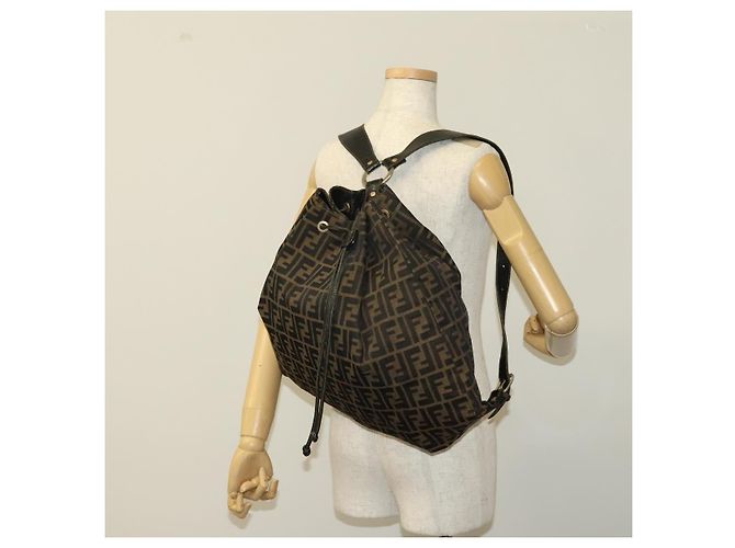 FENDI Zucca Canvas Rucksack Braun Schwarz gold - Ansicht 21