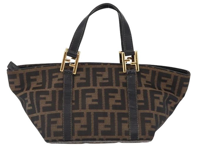 FENDI Zucca Canvas Hand Bag Black Brown - vista 13
