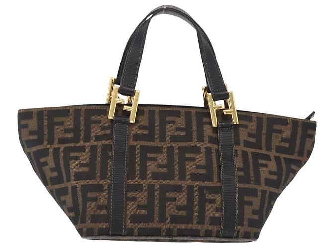 FENDI Zucca Canvas Hand Bag Black Brown - vista 2