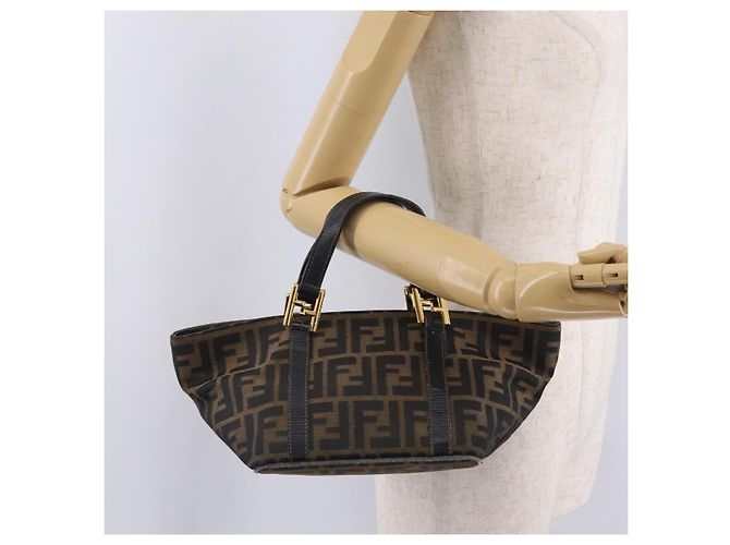 FENDI Zucca Canvas Hand Bag Black Brown - vista 22