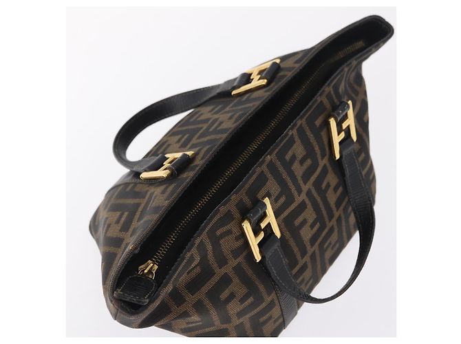 FENDI Zucca Canvas Hand Bag Black Brown - vista 7