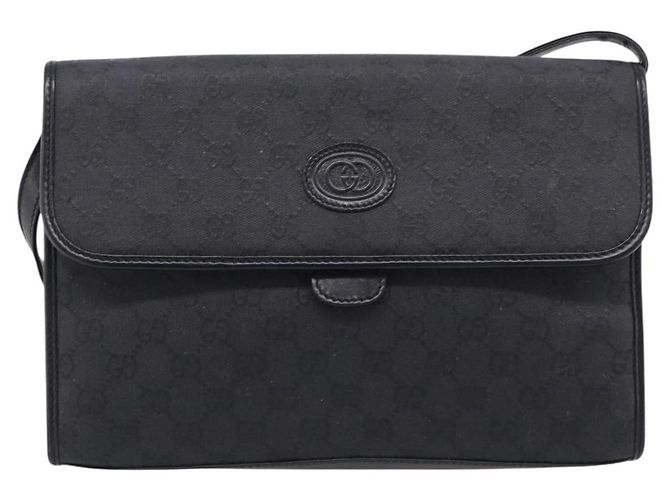 GUCCI GG Canvas Shoulder Bag Black Gold 004 49 0195 - vista 2