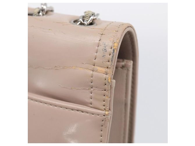 CHANEL Chain Shoulder Bag Patent Beige Silver CC - vista 10