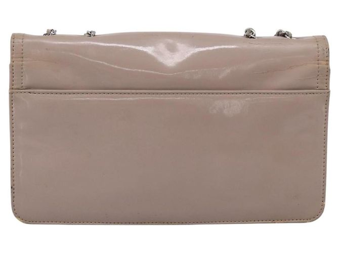 CHANEL Chain Shoulder Bag Patent Beige Silver CC - vista 2