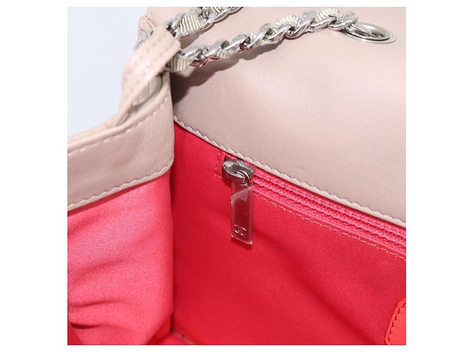 CHANEL Chain Shoulder Bag Patent Beige Silver CC - vista 23