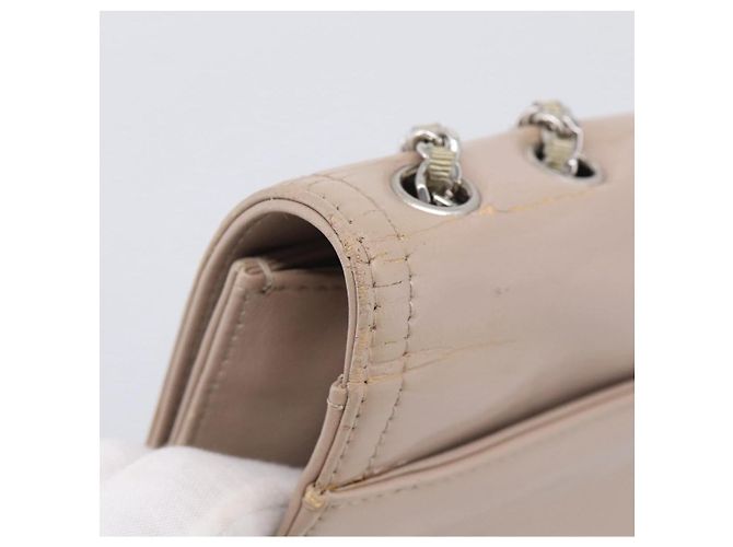 CHANEL Chain Shoulder Bag Patent Beige Silver CC - vista 9