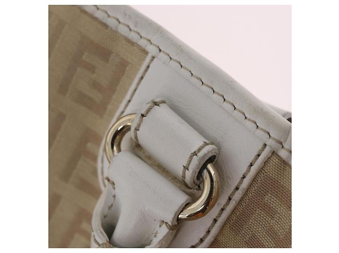 FENDI Zucchino Canvas Hand Bag Beige Gold - vista 10