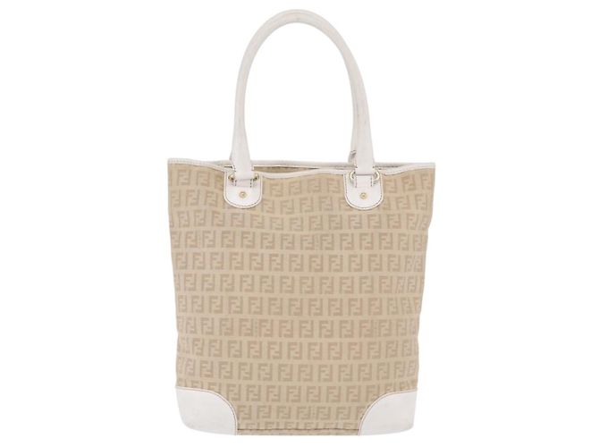 FENDI Zucchino Canvas Hand Bag Beige Gold - vista 2