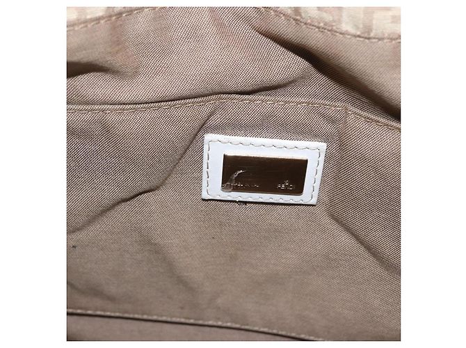 FENDI Zucchino Canvas Hand Bag Beige Gold - vista 20