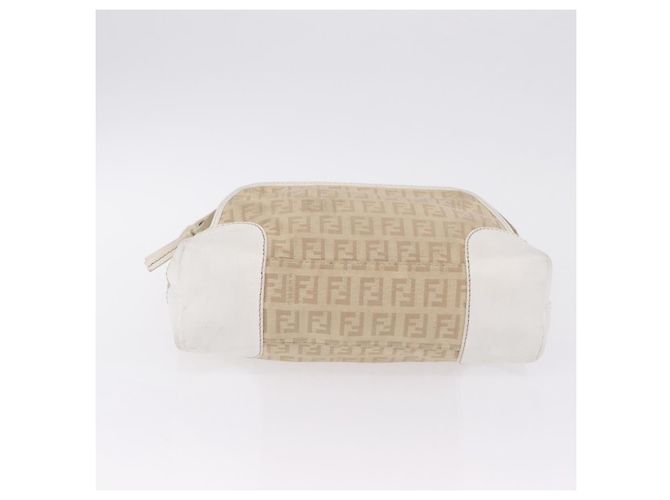 FENDI Zucchino Canvas Hand Bag Beige Gold - vista 5