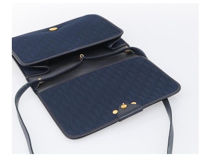 Christian Dior Trotter Canvas Shoulder Bag Navy Gold Tone - vista 15