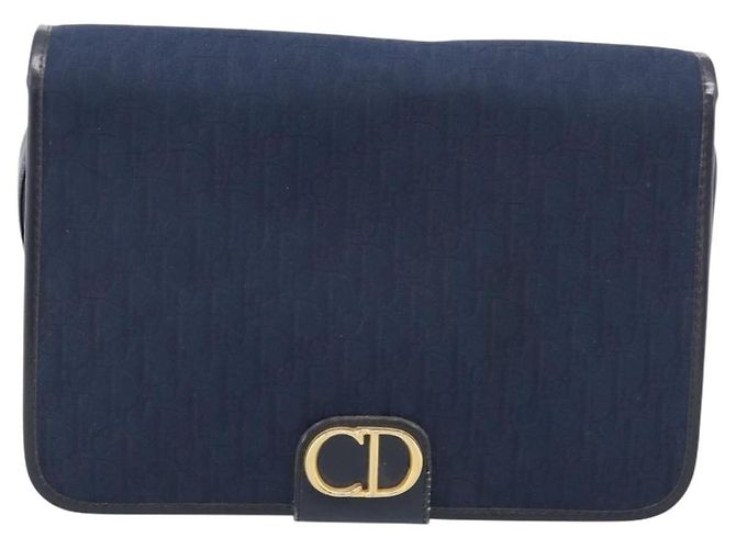 Christian Dior Trotter Canvas Shoulder Bag Navy Gold Tone - vista 2