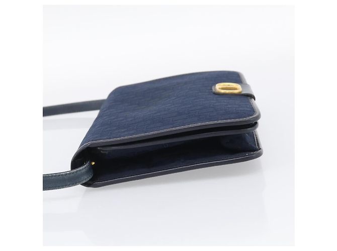 Christian Dior Trotter Canvas Shoulder Bag Navy Gold Tone - vista 4