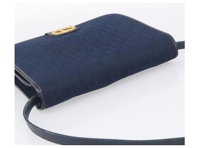 Christian Dior Trotter Canvas Shoulder Bag Navy Gold Tone - vista 6