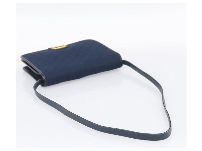 Christian Dior Trotter Canvas Shoulder Bag Navy Gold Tone - vista 7