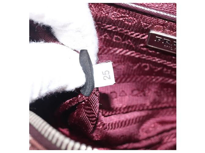 PRADA Chain Shoulder Bag Canvas Brown Silver - vista 12