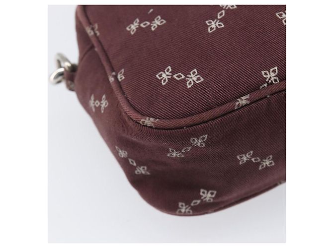 PRADA Chain Shoulder Bag Canvas Brown Silver - vista 18