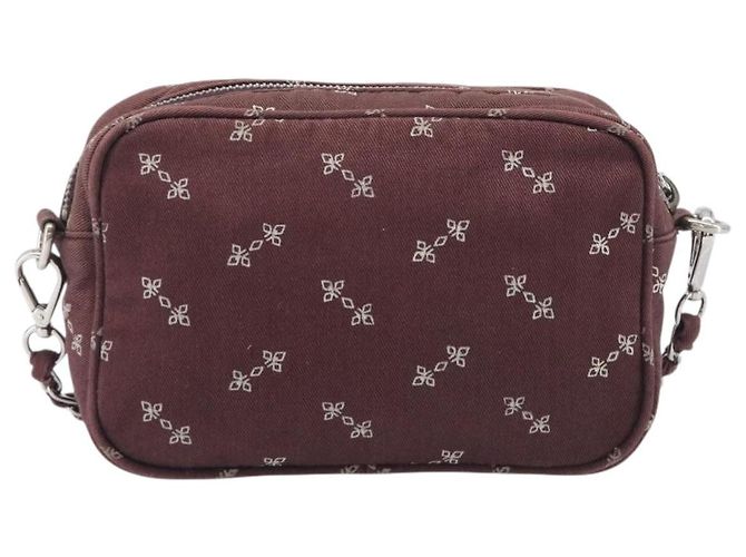 PRADA Chain Shoulder Bag Canvas Brown Silver - vista 2