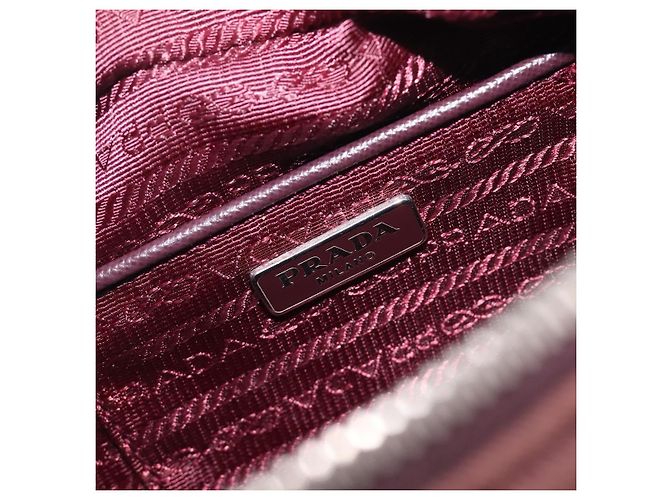 PRADA Chain Shoulder Bag Canvas Brown Silver - vista 21