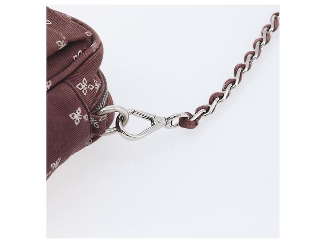 PRADA Chain Shoulder Bag Canvas Brown Silver - vista 9