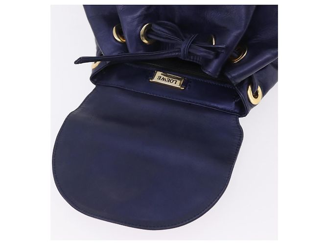 LOEWE Chain Hand Bag Leather Navy Gold - vista 19