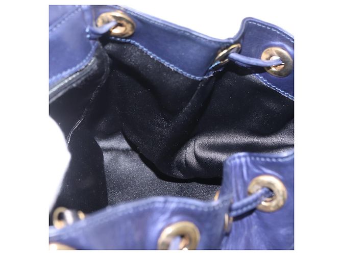 LOEWE Chain Hand Bag Leather Navy Gold - vista 21