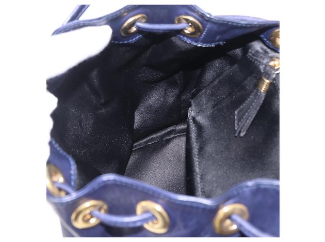 LOEWE Chain Hand Bag Leather Navy Gold - vista 22