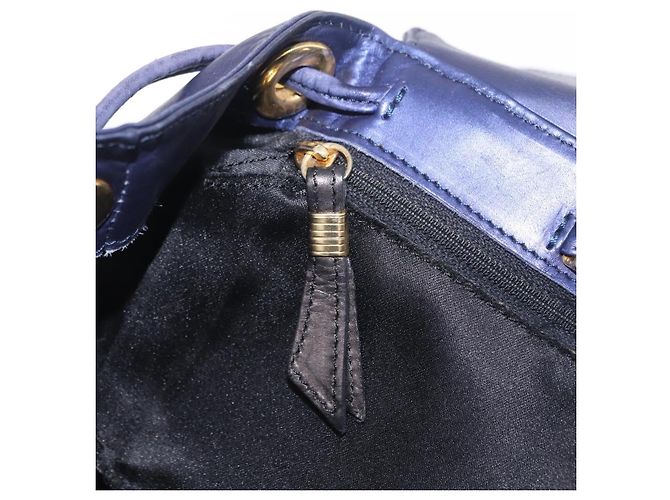 LOEWE Chain Hand Bag Leather Navy Gold - vista 23
