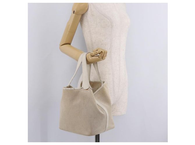 Hermès HERMES Picotan MM Hand Bag Canvas Beige Silver - vista 23