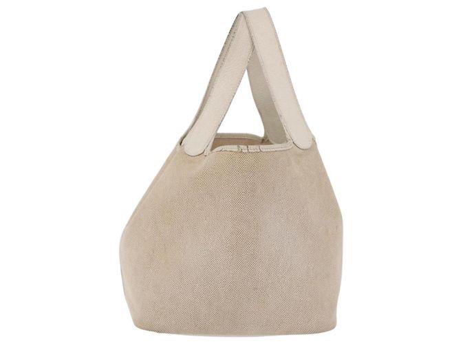 Hermès HERMES Picotan MM Hand Bag Canvas Beige Silver - vista 4