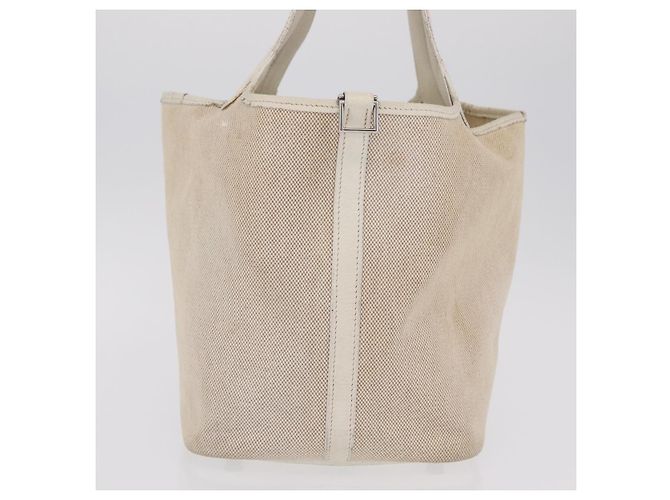 Hermès HERMES Picotan MM Hand Bag Canvas Beige Silver - vista 5