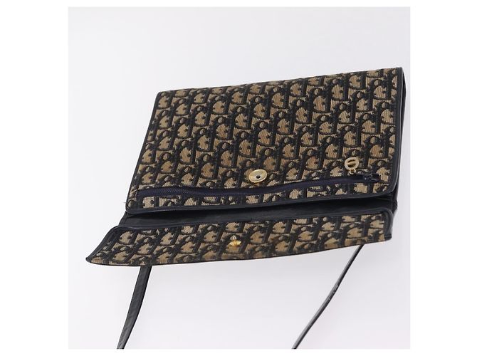 Christian Dior Trotter Canvas Shoulder Bag Navy Gold - vista 17